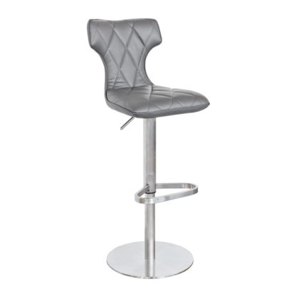 3eff7c84235c2ae5537be1949e784b3982ff9383bdb1cd0880435a4c68806c81.jpg An Image of Ava Grey Faux Leather Bar Stool With Stainless Steel Base
