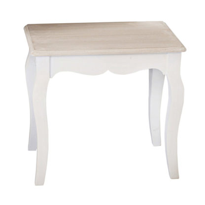 An Image of Julian Wooden Dressing Stool In Cream