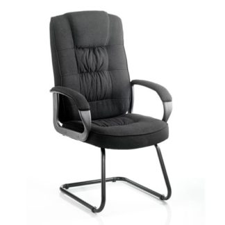 An Image of Moore Fabric Cantilever Visitor Chair In Black With Arms