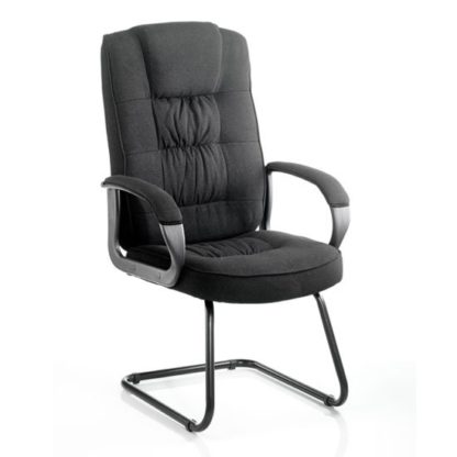 3f4fe5a230c23f1c74e506ceeb4497e9e2d45bec31bd235e37a58a751cc9145e.jpg An Image of Moore Fabric Cantilever Visitor Chair In Black With Arms