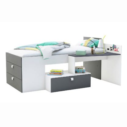 An Image of Kimberley Children Bed In Pearl White And Graphite Grey