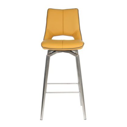 An Image of Loft Bar Chair In Medallion Yellow Brushed Stainless Steel Legs