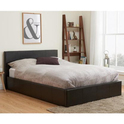 An Image of Berlin Fabric Ottoman King Size Bed In Brown