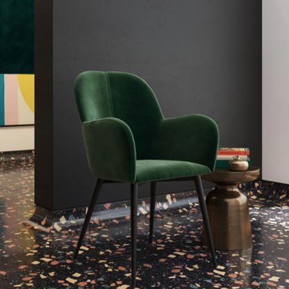 3fc1ebe979fdabb9ecc45fe9dd9f7afe494250b939010e88d94f5caad2196184.jpg An Image of Fitz Velvet Bedroom Chair In Green