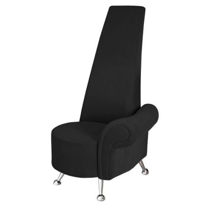 An Image of Avalon Left Mini Potenza Chair In Black Fabric And Chrome Legs