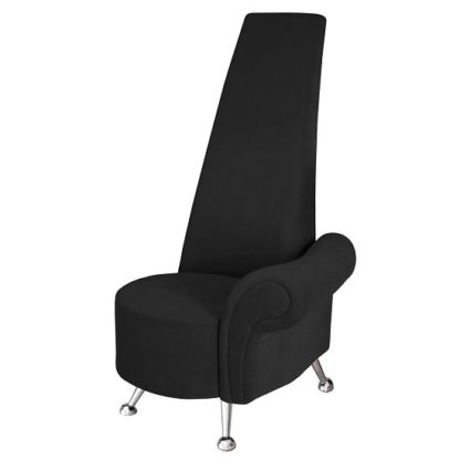 3fecd69daef6a6e5cfb1e646c897ce9d064dcf70d97f50ba3a4e47b19369d016.jpg An Image of Avalon Left Mini Potenza Chair In Black Fabric And Chrome Legs