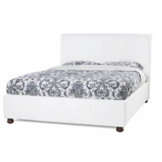 An Image of Georgina Modern Super King Bed In White Faux Leather