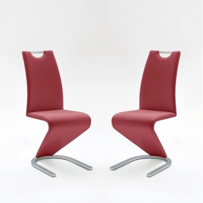 An Image of Amado Dining Chair In Bordeaux Faux Leather In A Pair