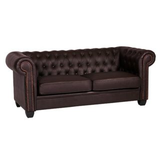 An Image of Winston Leather And PVC 3 Seater Sofa In Brown
