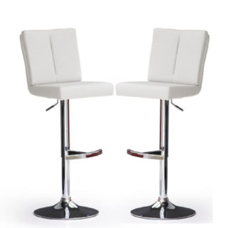 An Image of Bruni Bar Stools In White Faux Leather in A Pair