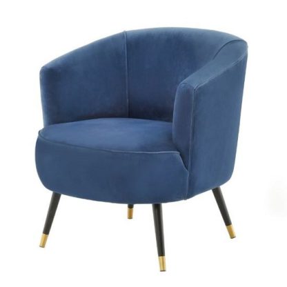 An Image of Hambree Soft Velour Tub Chair In Navy With Black Legs