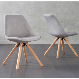 An Image of Tupa Light Grey Fabric Chairs In Pair With Round Leg