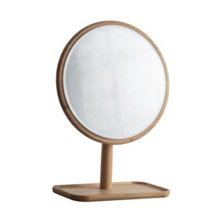 An Image of Kingham Dressing Mirror With Wooden Stand In Oak