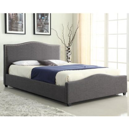 An Image of Elle Linen Fabric Storage Double Bed In Grey