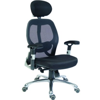 An Image of Hendon Home Office Chair In Black Mesh With Castors