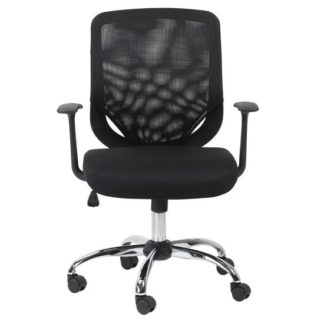 An Image of Atlanta Home And Office Chair In Black With Fabric Seat