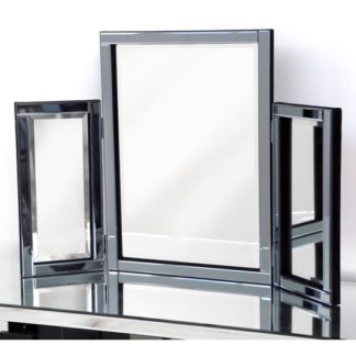 An Image of Bevel Classic Table Top Mirror In Smoke Grey Glass Border