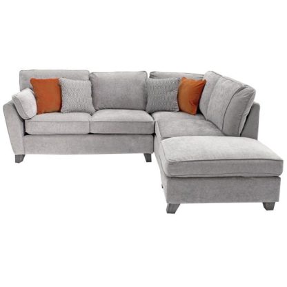 An Image of Barresi Chenille Fabric Right Hand Corner Sofa In Silver Finish