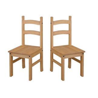 An Image of Corina Wooden Dining Chairs In Antique Wax In A Pair
