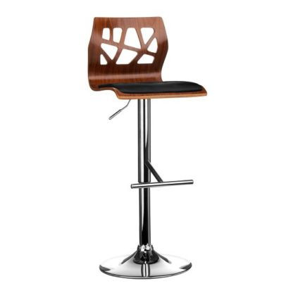 An Image of Ivana Bar Stool In Walnut And Black PU Seat With Chrome Base