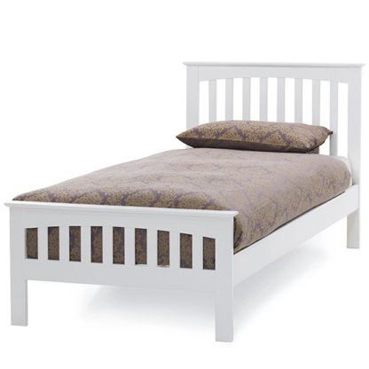 An Image of Amelia Hevea Wooden Single Bed In Opal White