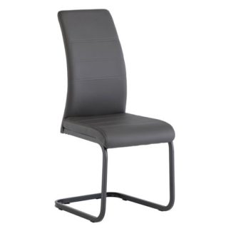 An Image of Michigan Leather Dining Chair In Grey