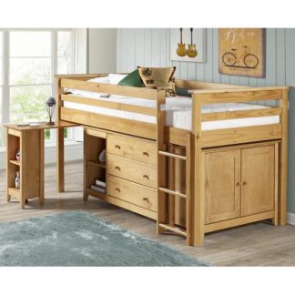 An Image of Pegasus Midi Sleeper Bed In Antique Pine With Storage And Desk