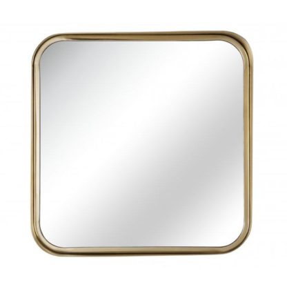 An Image of Alasia Square Bedroom Mirror In Gold Frame