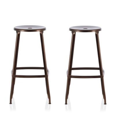 An Image of Bryson 76cm Metal Bar Stools In Antique Bronze In A Pair