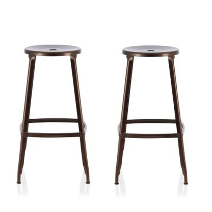 An Image of Bryson 66cm Metal Bar Stools In Antique Bronze In A Pair