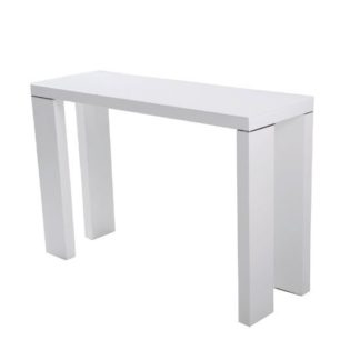An Image of Giovanni Glass Top Console Table in White With High Gloss Legs