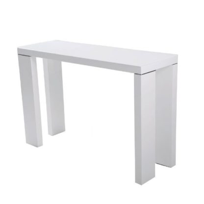 42e3d05b50dbbe52d43ae21c615e93176032ef3147c2cd7fed9f599a561802ec.jpg An Image of Giovanni Glass Top Console Table in White With High Gloss Legs