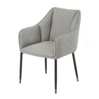 An Image of Cohle Armchair In Grey Faux Leather With Black Legs