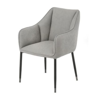 43783aa02e493566dfcbec809c4372c6b2db3b069bd818192db48b712304586e.jpg An Image of Cohle Armchair In Grey Faux Leather With Black Legs