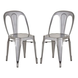 An Image of Dschubba Grey Metal Dining Chairs In Pair