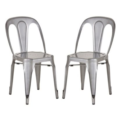 An Image of Dschubba Grey Metal Dining Chairs In Pair