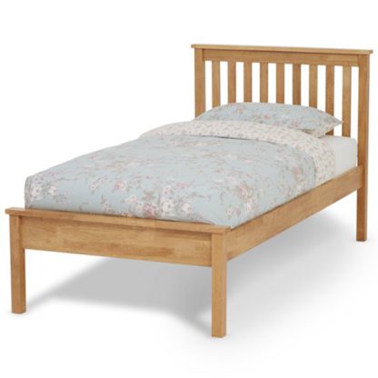 An Image of Heather Hevea Wooden Single Bed In Honey Oak