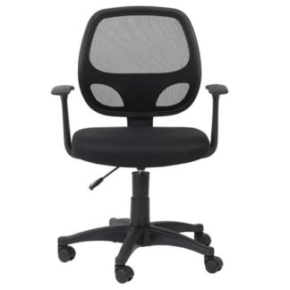 An Image of Davis Home & Office Chair In Black With Fabric Seat