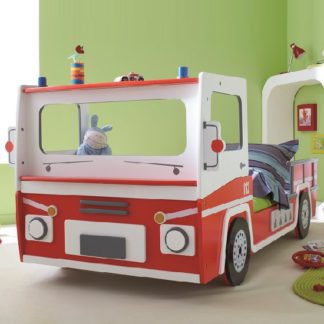 An Image of Turbo Boys Childrens Car Bed In Red And White