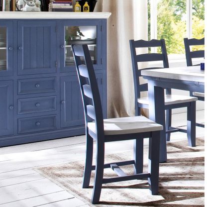 An Image of Falcon Dining Chair In Blue And White Pine