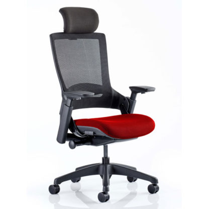 An Image of Molet Black Back Headrest Office Chair With Bergamot Cherry Seat