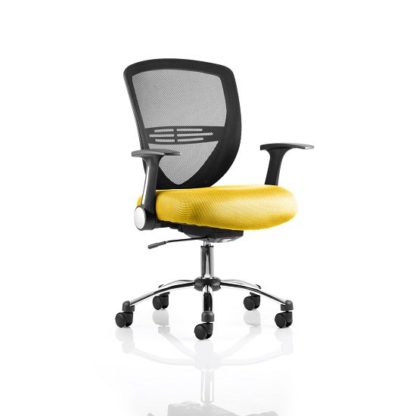 An Image of Avram Home Office Chair In Yellow With Castors