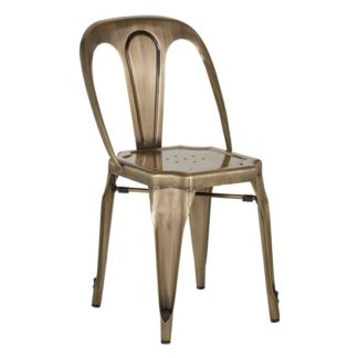 An Image of Dschubba Metal Dining Chair In Brass