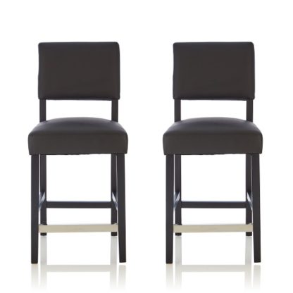An Image of Vibio Bar Stools In Black Faux Leather In A Pair