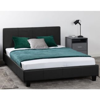 An Image of Prado Faux Leather Double Bed In Black