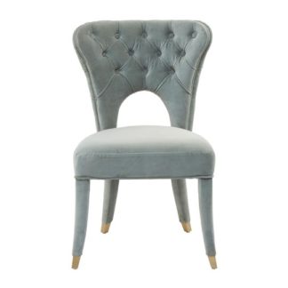 An Image of Sadalsuud Blue Velvet Feature Chair With Wooden Legs