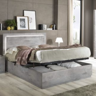 An Image of Abby King Size Ottoman Bed In Grey Marble Effect Gloss And Light