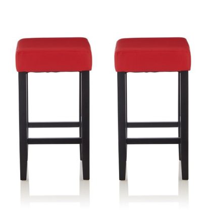 An Image of Newark Bar Stools In Red PU And Black Legs In A Pair