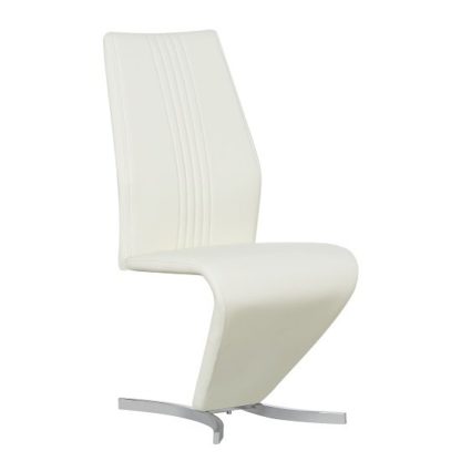 An Image of Gia Dining Chair In Cream Faux Leather With Chrome Base