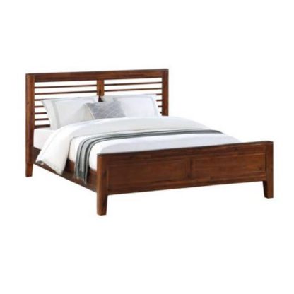 An Image of Trimble Wooden King Size Bed In Rich Acacia Finish